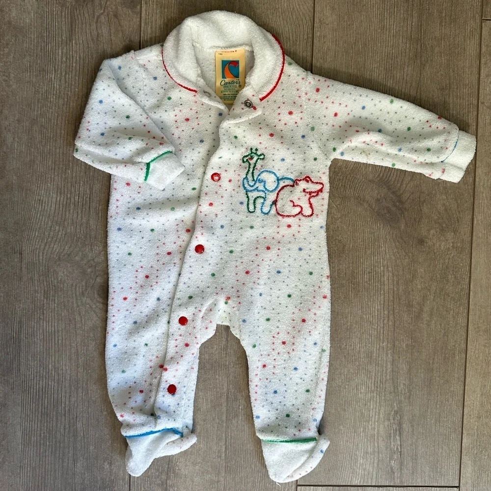 Vintage carters USA made Boy/GirlBaby Stretch Terry Sleeper Pajamas unisex